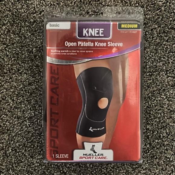 NEW Mueller Medium Unisex Basic Open Patella Knee Compression Sleeve Black - Picture 1 of 5